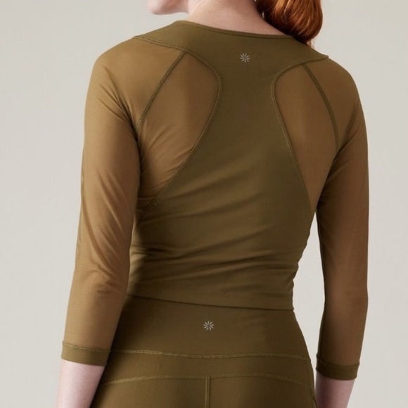 Athleta Tops - Athleta Acacia Olive Green Pacer Mesh Top Wicking Compression Quick Dry L